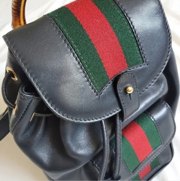 Vintage Gucci Mini Leather Backpack Bamboo Handle - Picture 16 of 16